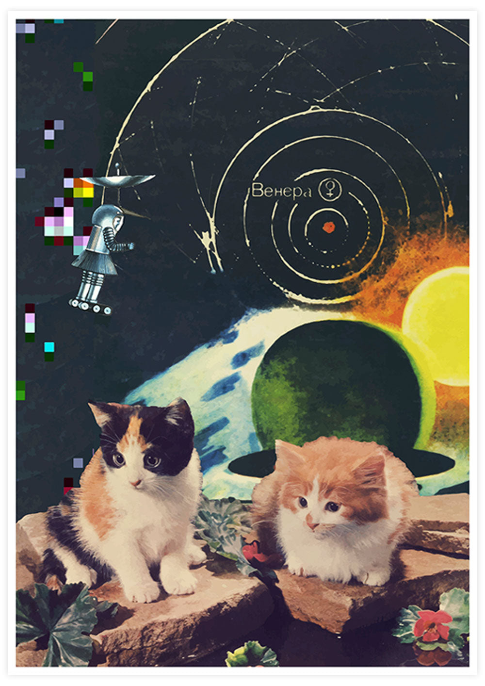 Vega Starcats Retro Cats Print not in a frame