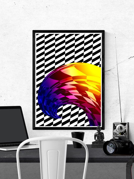 Wave Abstract Pattern Art Print on a wall