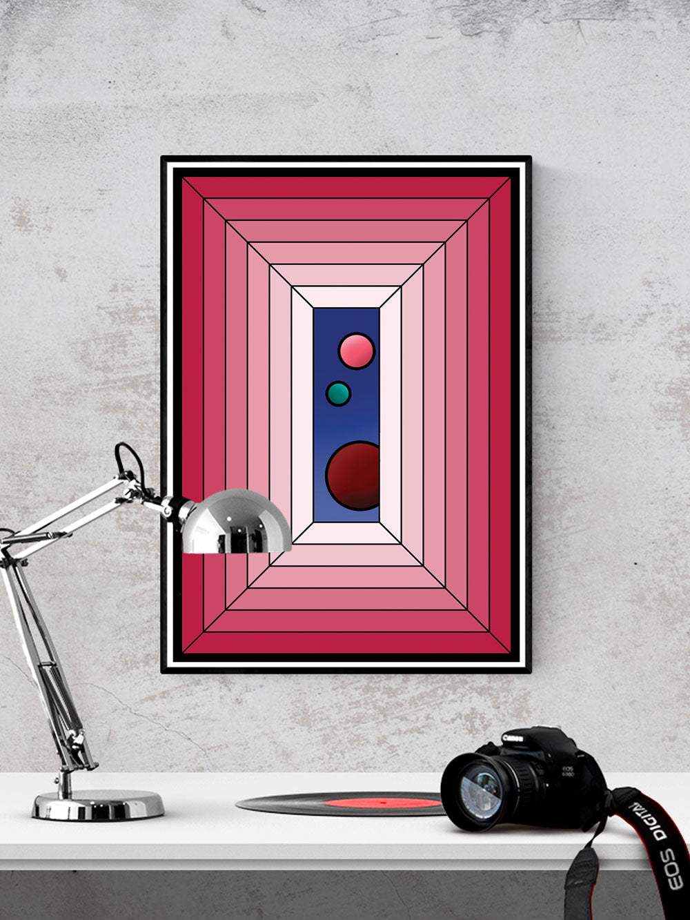 The Window Abstract Surreal Art in a frame on a wall